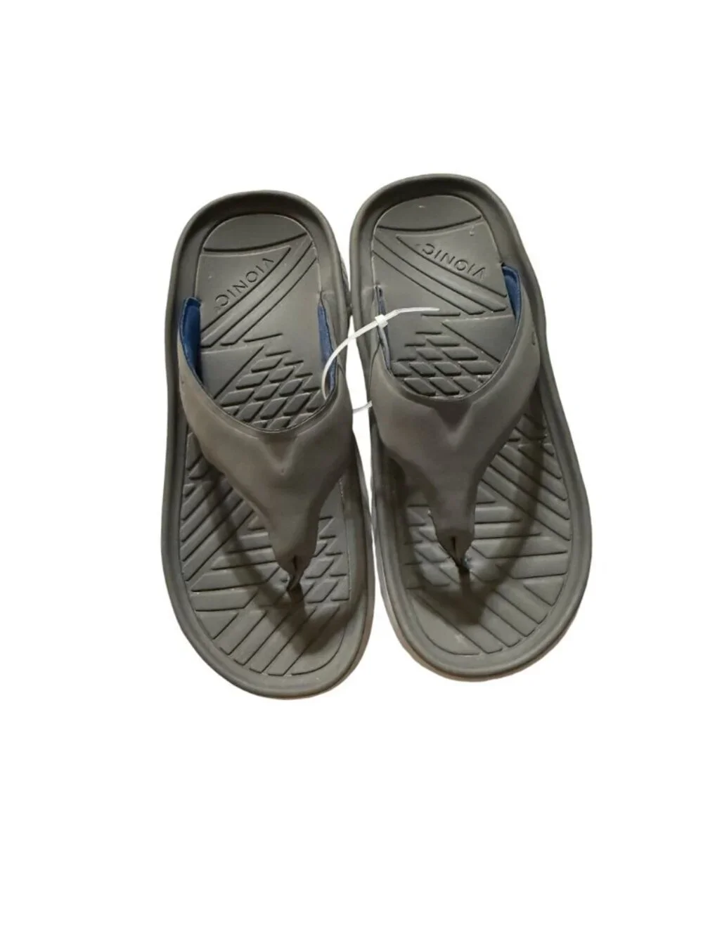 Vionic Mens Gray Flip Flop Sandals With Arch Support & Durable Outsole - Size 8